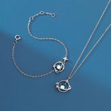 925 Silver Moonstone Planet Bracelet Zircon Star Jewelry Gift