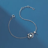 925 Silver Moonstone Planet Bracelet Zircon Star Jewelry Gift