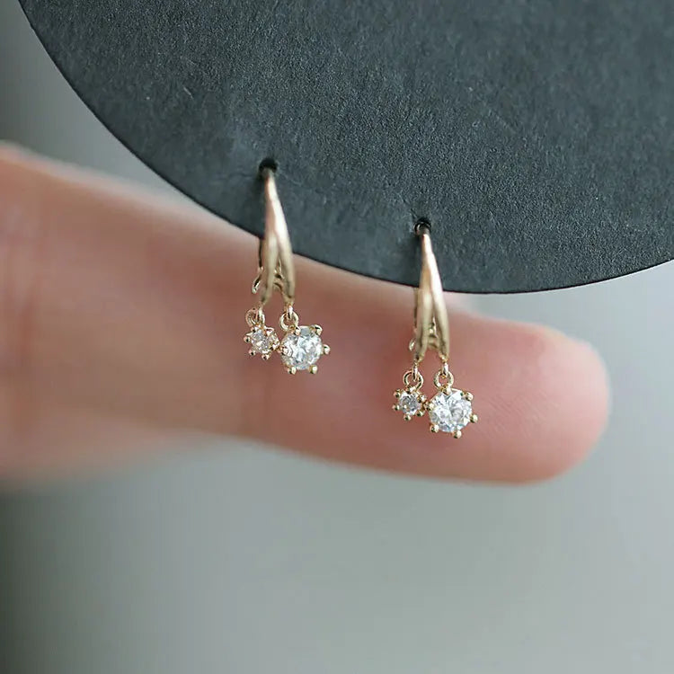 925 Silver Crystal Earrings Small Student Jewelry Accessories