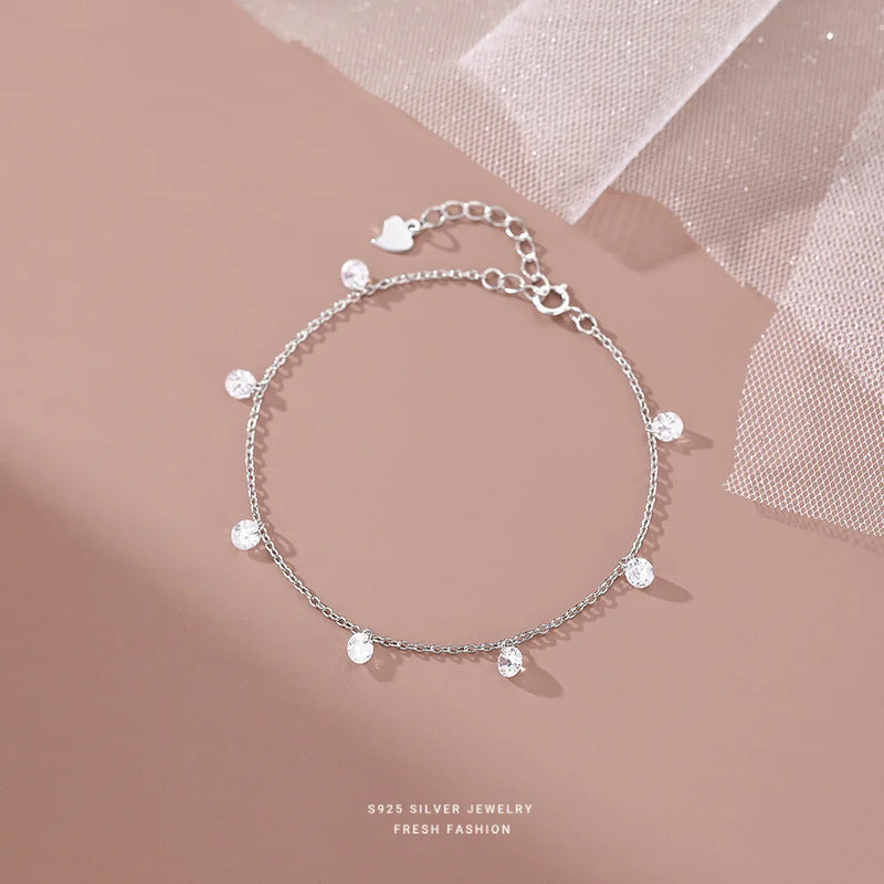 925 Silver Zircon Bracelet for Women Girl Jewelry Accessories