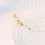 925 Silver Sweet Hollow Flowers Zircon Earrings for Women
