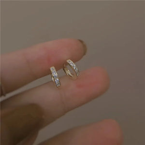 925 Silver Small Micro-Inlaid Crystal 14k Earrings Women Jewelry