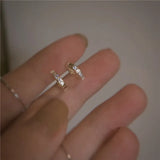925 Silver Small Micro-Inlaid Crystal 14k Earrings Women Jewelry