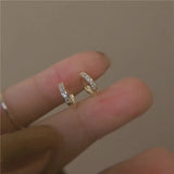 925 Silver Small Micro-Inlaid Crystal 14k Earrings Women Jewelry