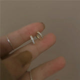 925 Silver Small Micro-Inlaid Crystal 14k Earrings Women Jewelry