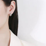 925 Silver Streak Hoop Earrings 14K Plated Wedding Party Jewelry Female Gift