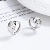 925 Silver Streak Hoop Earrings 14K Plated Wedding Party Jewelry Female Gift