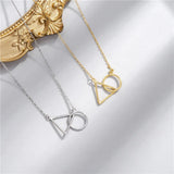 925 Silver Triangle Circle Interlocking Pendant Necklaces
