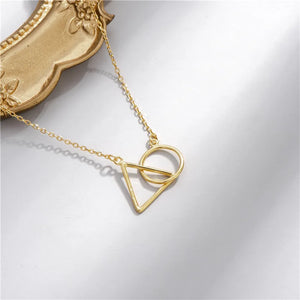 925 Silver Triangle Circle Interlocking Pendant Necklaces