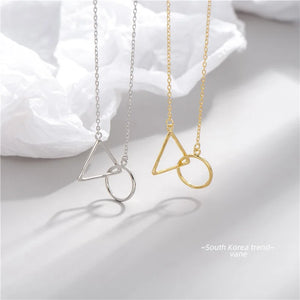925 Silver Triangle Circle Interlocking Pendant Necklaces