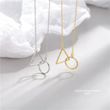 925 Silver Triangle Circle Interlocking Pendant Necklaces