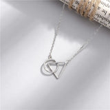 925 Silver Triangle Circle Interlocking Pendant Necklaces