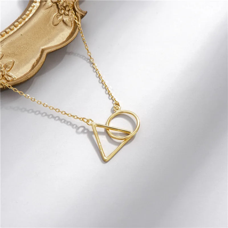 925 Silver Triangle Circle Interlocking Pendant Necklaces