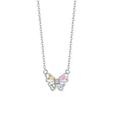 925 Silver Zircon Butterfly Pendant Necklace for Women