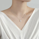 925 Silver Zircon Heart Pendant Necklace for Women Wedding Jewelry