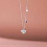925 Silver Zircon Heart Pendant Necklace for Women Wedding Jewelry