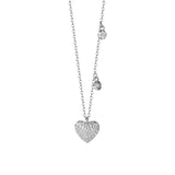 925 Silver Zircon Heart Pendant Necklace for Women Wedding Jewelry