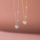 925 Silver Zircon Heart Pendant Necklace for Women Wedding Jewelry