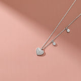 925 Silver Zircon Heart Pendant Necklace for Women Wedding Jewelry