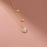925 Silver Zircon Heart Pendant Necklace for Women Wedding Jewelry