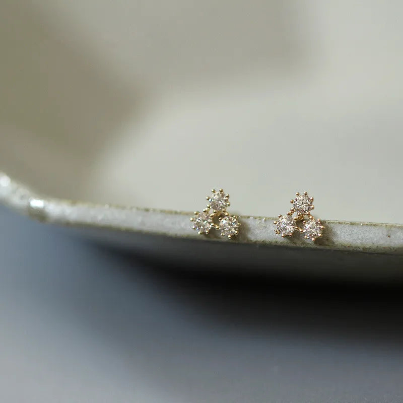 925 Silver Triangle Earrings with Zircon, Classic Jewelry