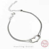 925 Silver Abstract Heart Chain Double Layer Bracelet Women