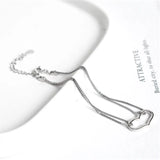 925 Silver Abstract Heart Chain Double Layer Bracelet Women