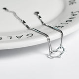 925 Silver Abstract Heart Chain Double Layer Bracelet Women