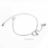 925 Sterling Silver Cat Bell Chain Bracelet Women Sweet Temperament