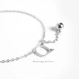 925 Sterling Silver Cat Bell Chain Bracelet Women Sweet Temperament