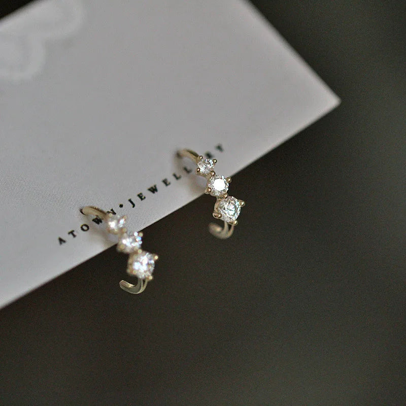 925 Sterling Silver Zircon Earrings Gradient Design Women's Jewelry