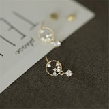 925 Silver Mysterious Star Earrings Crystal Party 14k Plating Jewelry