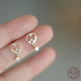 925 Silver Mysterious Star Earrings Crystal Party 14k Plating Jewelry