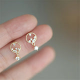 925 Silver Mysterious Star Earrings Crystal Party 14k Plating Jewelry