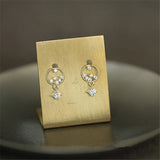 925 Silver Mysterious Star Earrings Crystal Party 14k Plating Jewelry