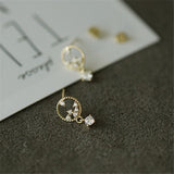 925 Silver Mysterious Star Earrings Crystal Party 14k Plating Jewelry