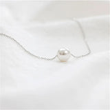 925 Silver Pearl Pendant Clavicle Chain Necklace Wedding Jewelry