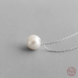 925 Silver Pearl Pendant Clavicle Chain Necklace Wedding Jewelry