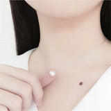 925 Silver Pearl Pendant Clavicle Chain Necklace Wedding Jewelry