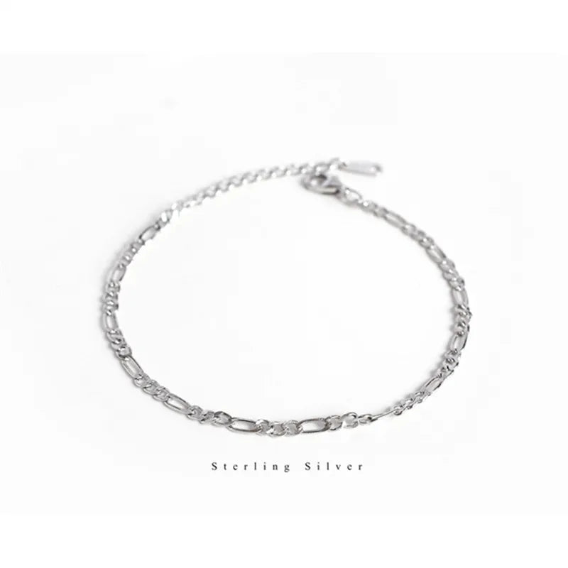 925 Sterling Silver Retro Chain Bracelet Women's Jewelry