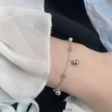 925 Sterling Silver Small Round Bead Chain Bracelet Women