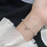 925 Sterling Silver Small Round Bead Chain Bracelet Women