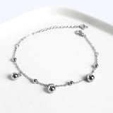 925 Sterling Silver Small Round Bead Chain Bracelet Women
