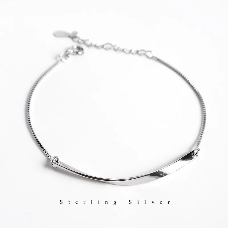 925 Sterling Silver Twisted Chain Bracelet Women Jewelry