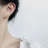 925 Silver Square Crystal Stud Earrings Women Wedding Jewelry Gift