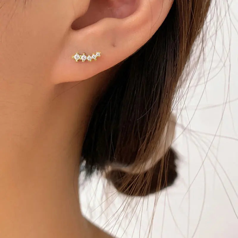 925 Silver Star Stud Earrings Women Party Jewelry
