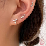 925 Silver Star Stud Earrings Women Party Jewelry