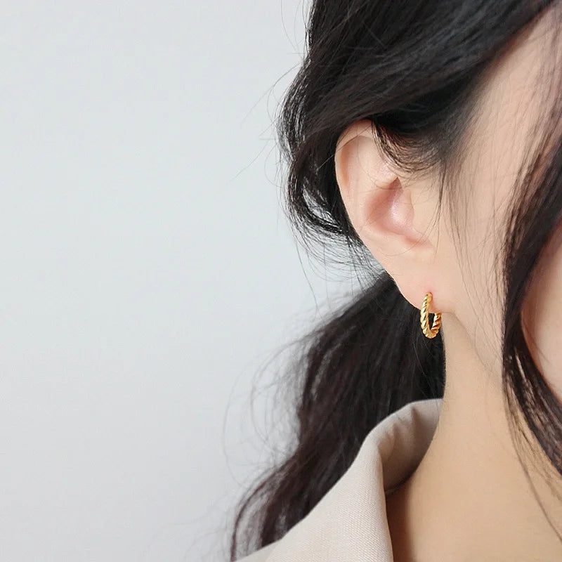 925 Sterling Silver Twisted Stud Earrings Women Wedding Party Jewelry