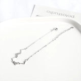 925 Sterling Silver Wave Heartbeat Crystal Bracelet for Women