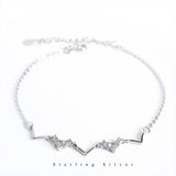 925 Sterling Silver Wave Heartbeat Crystal Bracelet for Women